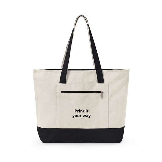 Canvas Zipper Tote Bag – Customizable "print it your way" Front Pocket Tote