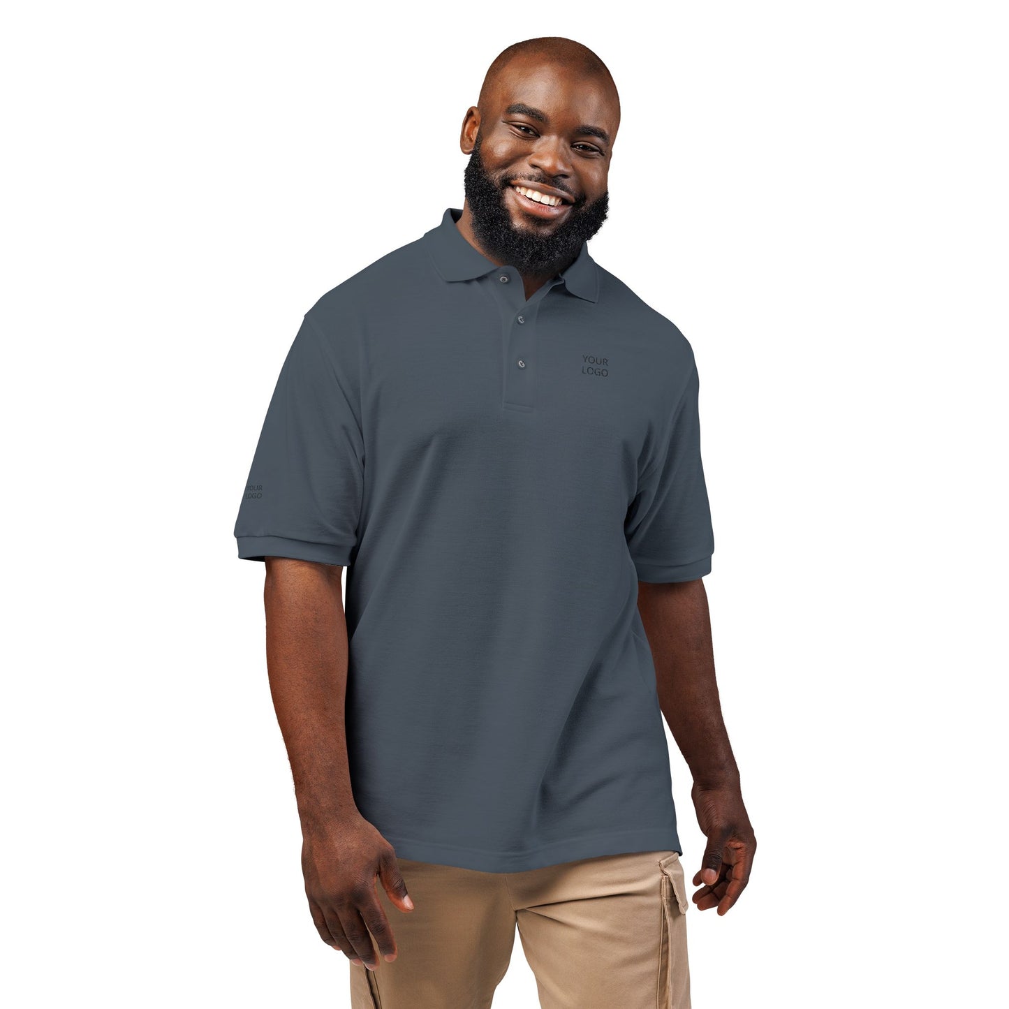 Embroidered Minimalist Polo — "YOUR LOGO" Chest Accent