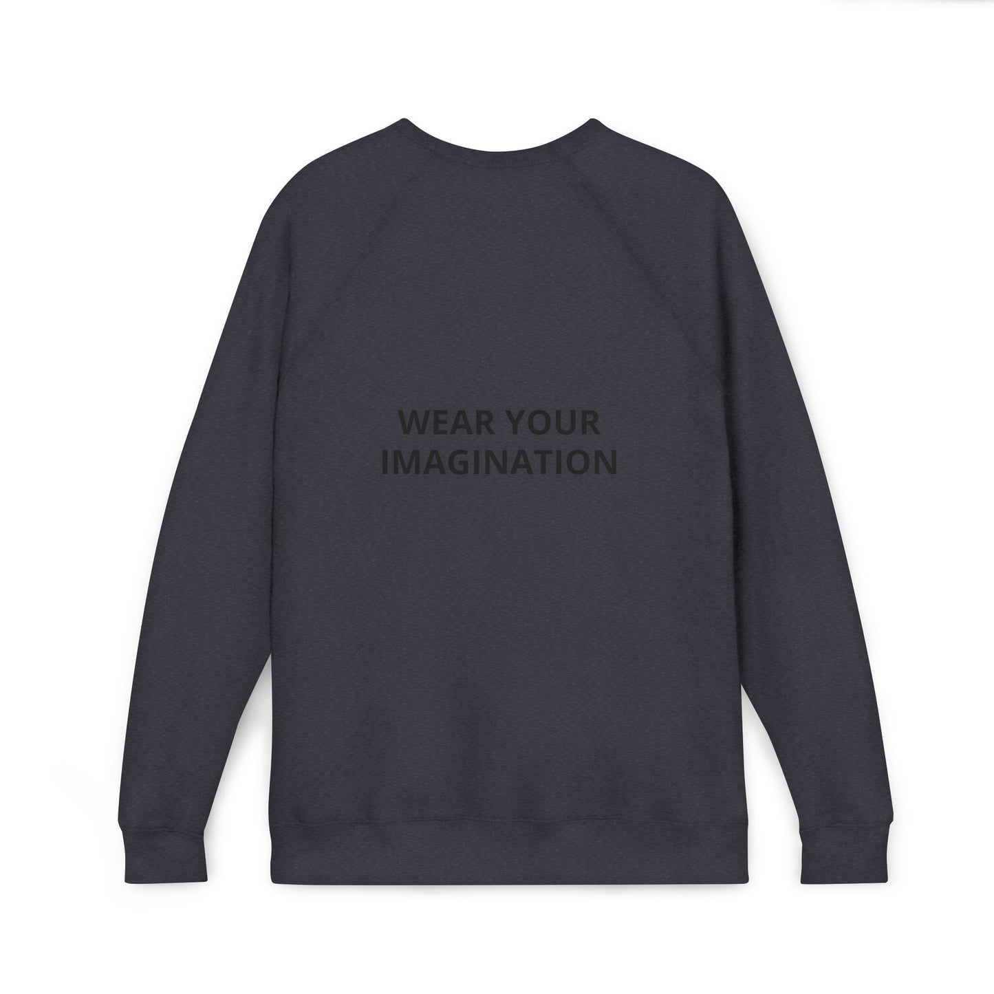 Embroidered Minimalist Black Sweatshirt — Subtle Text Raglan Crewneck
