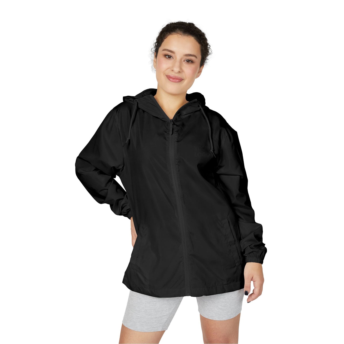 Windbreaker Jacket — Minimal "Your Logo" Lightweight Hooded Shell