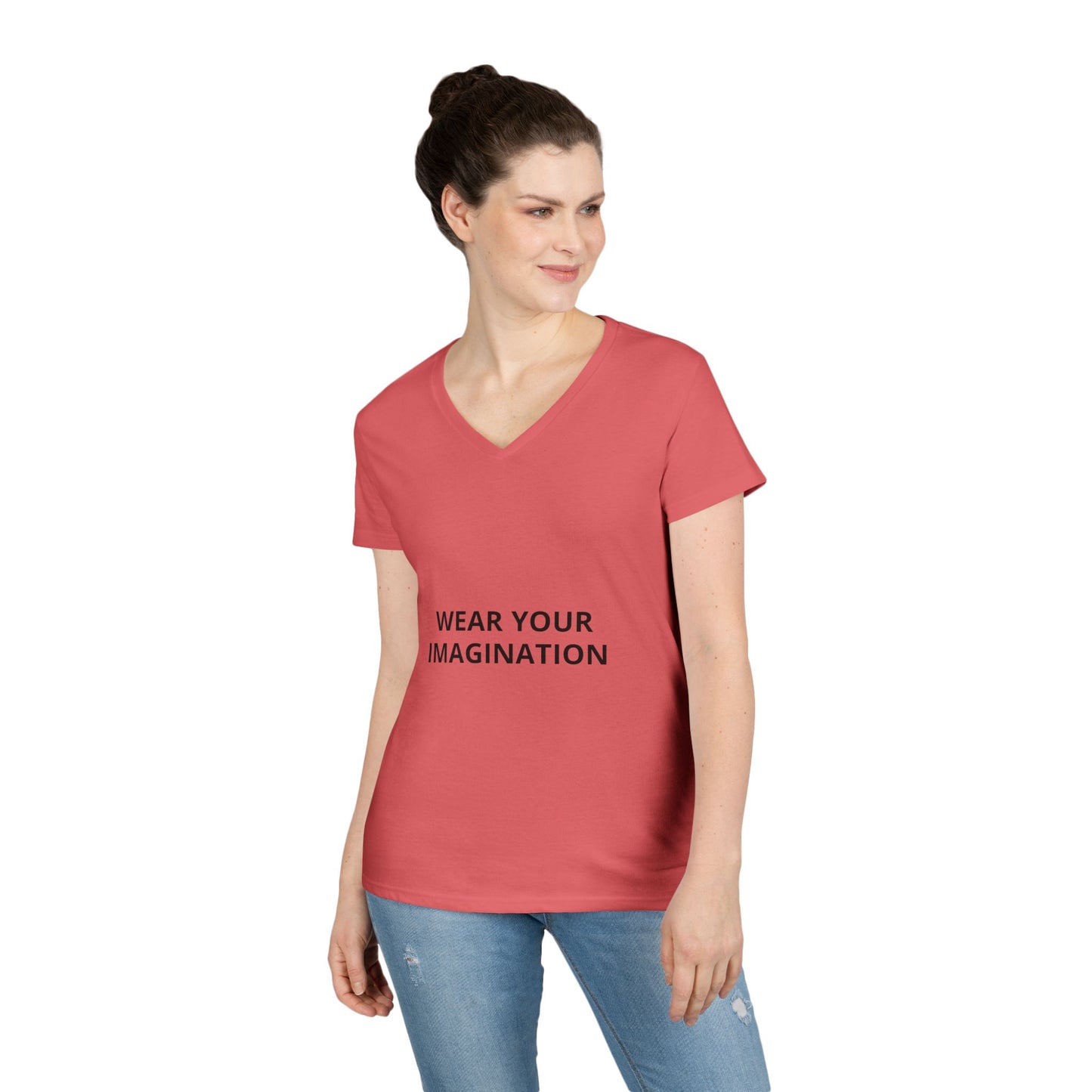 V-Neck T-Shirt — "Wear Your Imagination" Minimalist Inspirational Tee