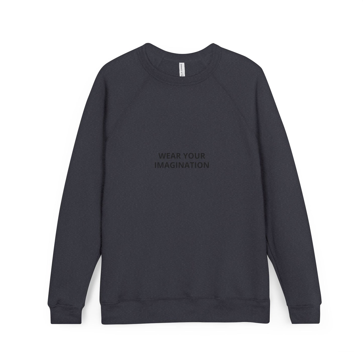 Embroidered Minimalist Black Sweatshirt — Subtle Text Raglan Crewneck
