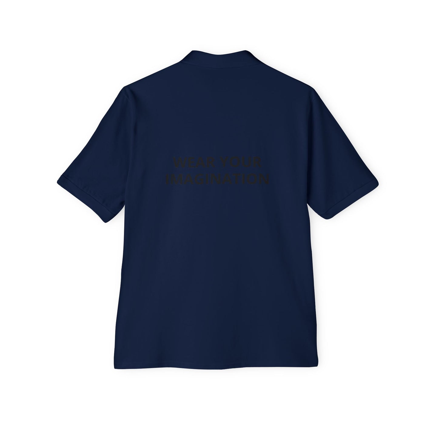 Men's Polo Shirt — "Wear Your Imagination" Minimal Graphic