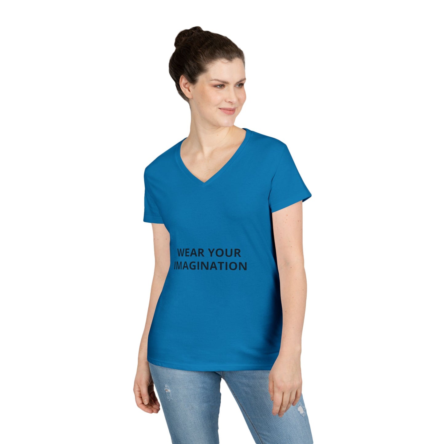 V-Neck T-Shirt — "Wear Your Imagination" Minimalist Inspirational Tee