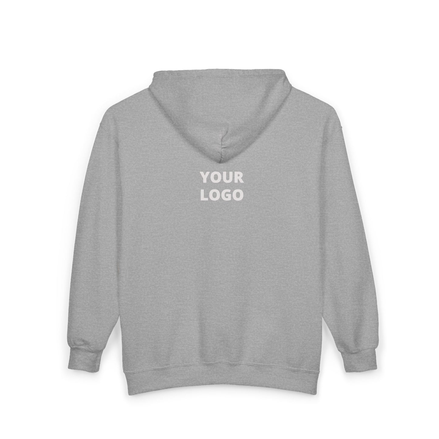 Full-Zip Hoodie with Custom Logo — Black Zip-Up Sweatshirt