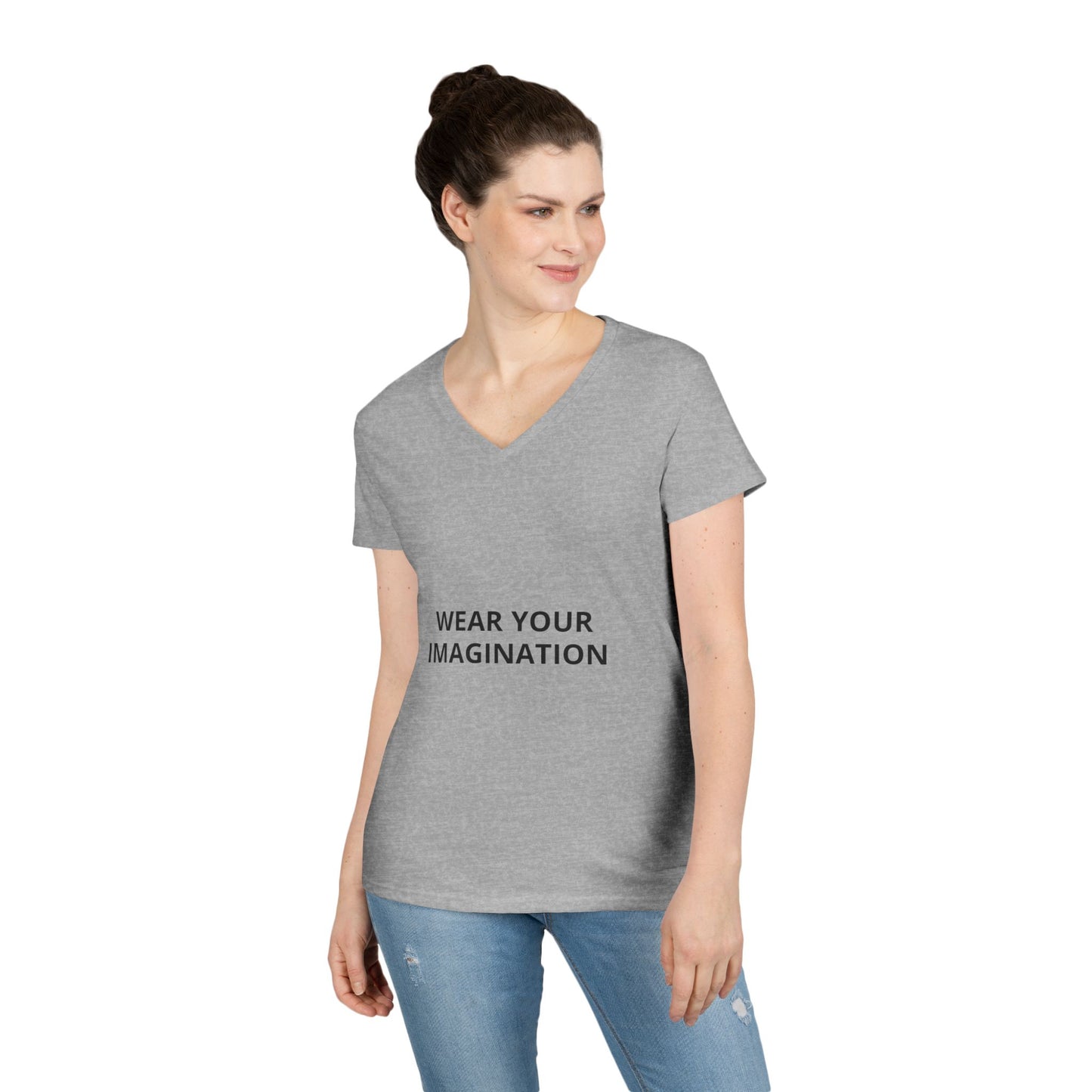 V-Neck T-Shirt — "Wear Your Imagination" Minimalist Inspirational Tee