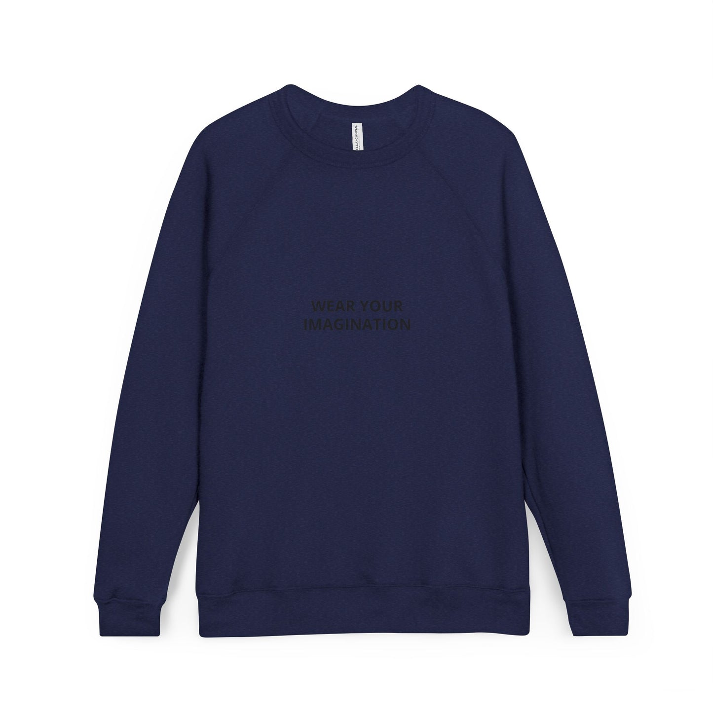 Embroidered Minimalist Black Sweatshirt — Subtle Text Raglan Crewneck