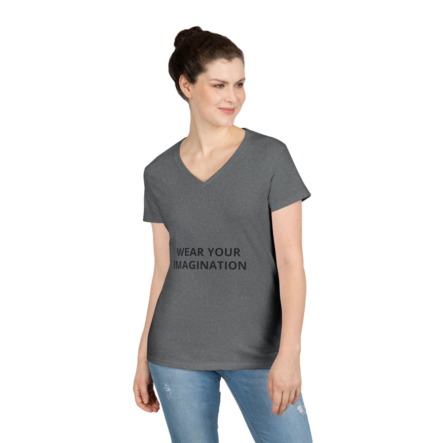 V-Neck T-Shirt — "Wear Your Imagination" Minimalist Inspirational Tee