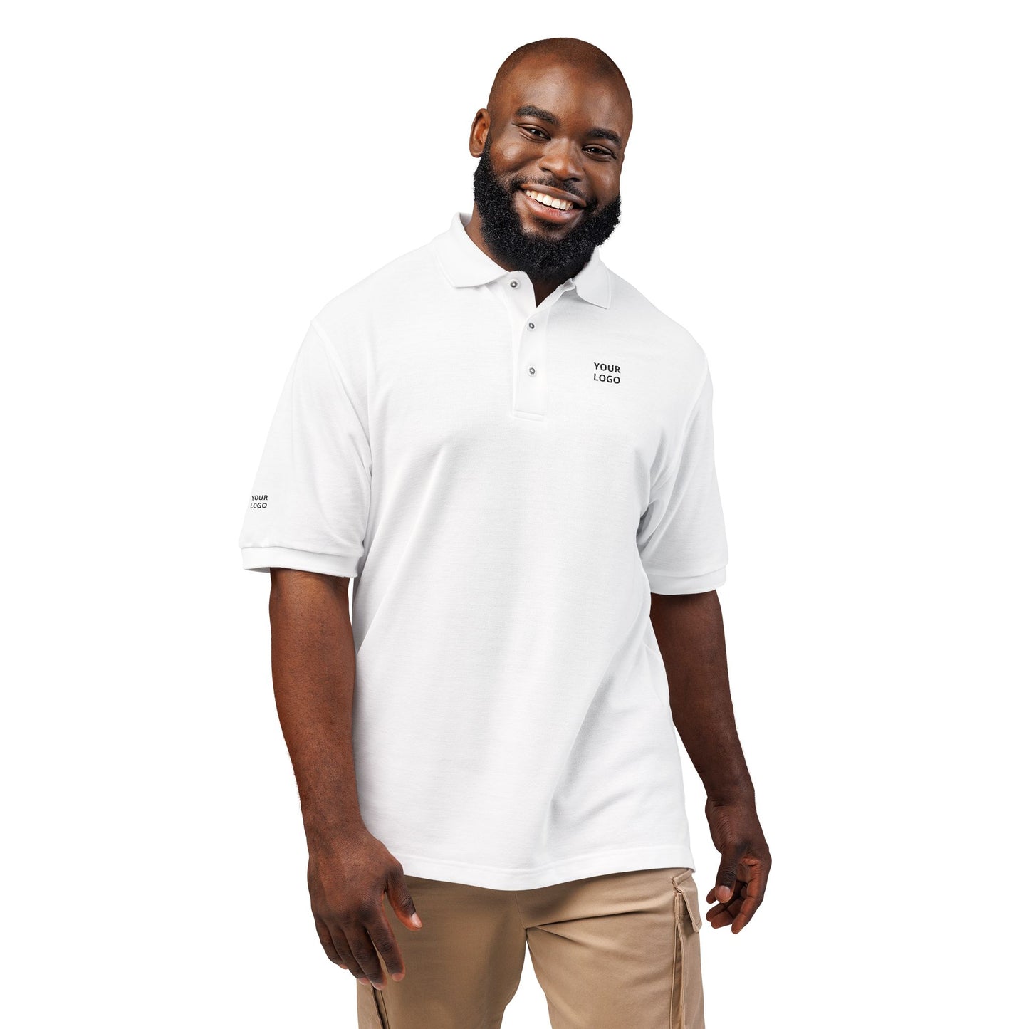 Embroidered Minimalist Polo — "YOUR LOGO" Chest Accent