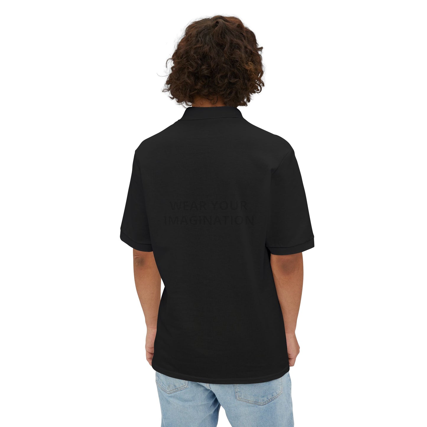 Men's Polo Shirt — "Wear Your Imagination" Minimal Graphic