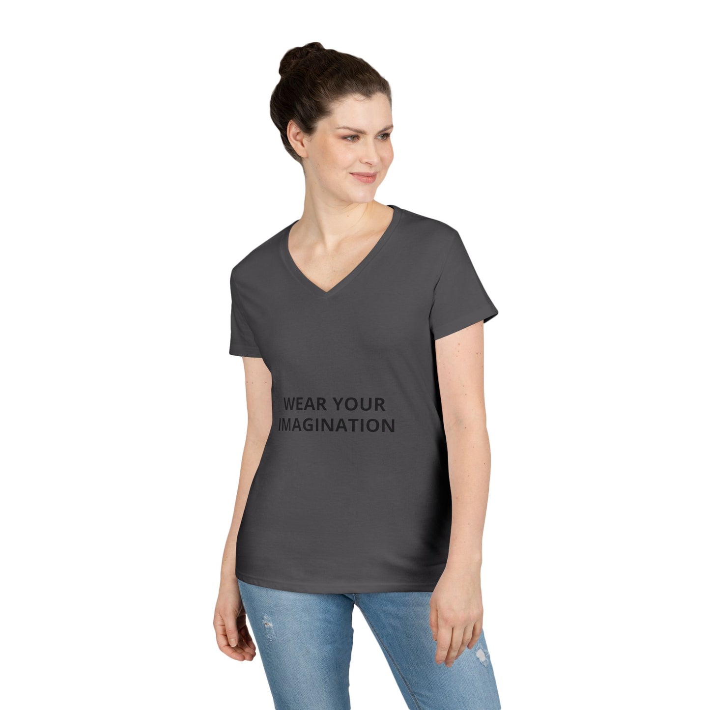 V-Neck T-Shirt — "Wear Your Imagination" Minimalist Inspirational Tee