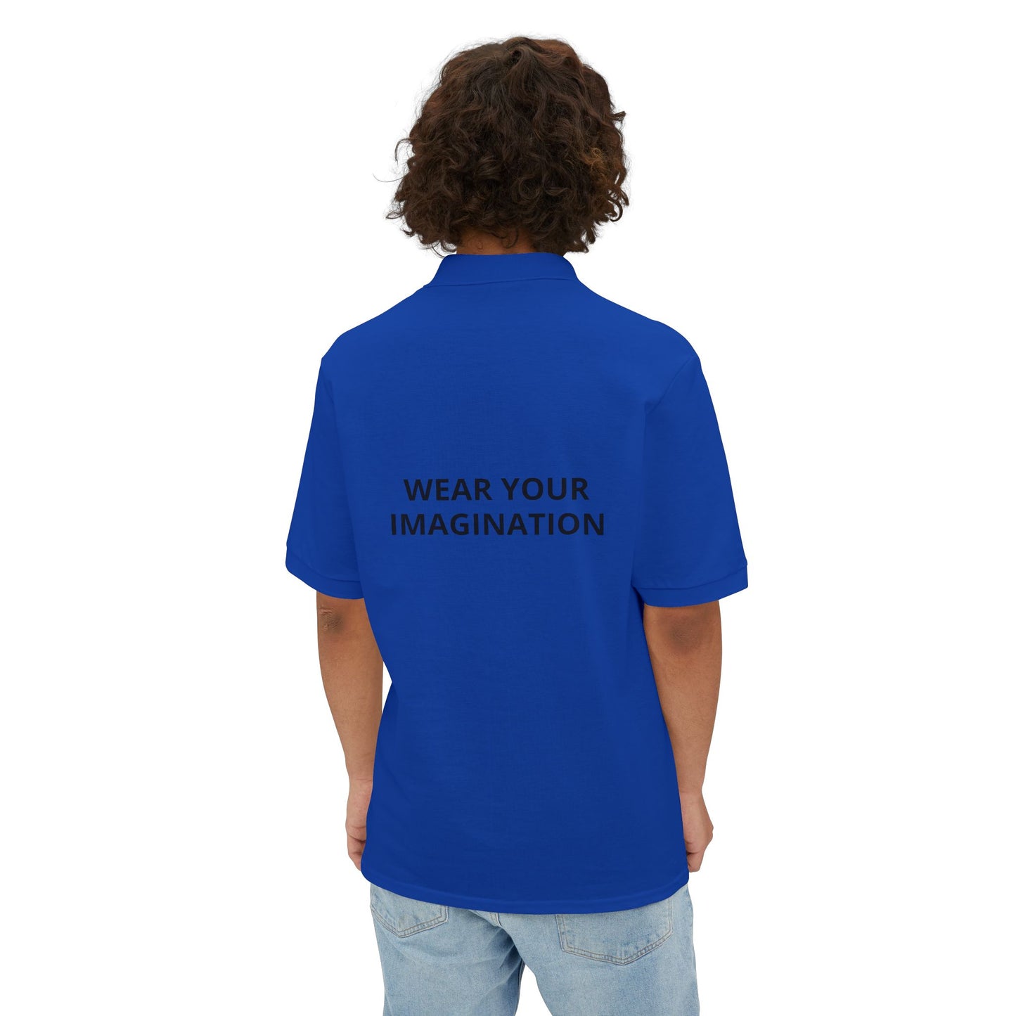Men's Polo Shirt — "Wear Your Imagination" Minimal Graphic