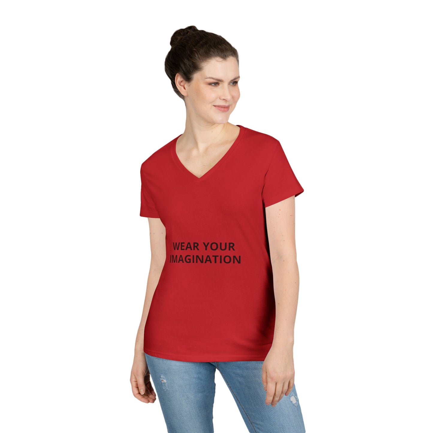 V-Neck T-Shirt — "Wear Your Imagination" Minimalist Inspirational Tee