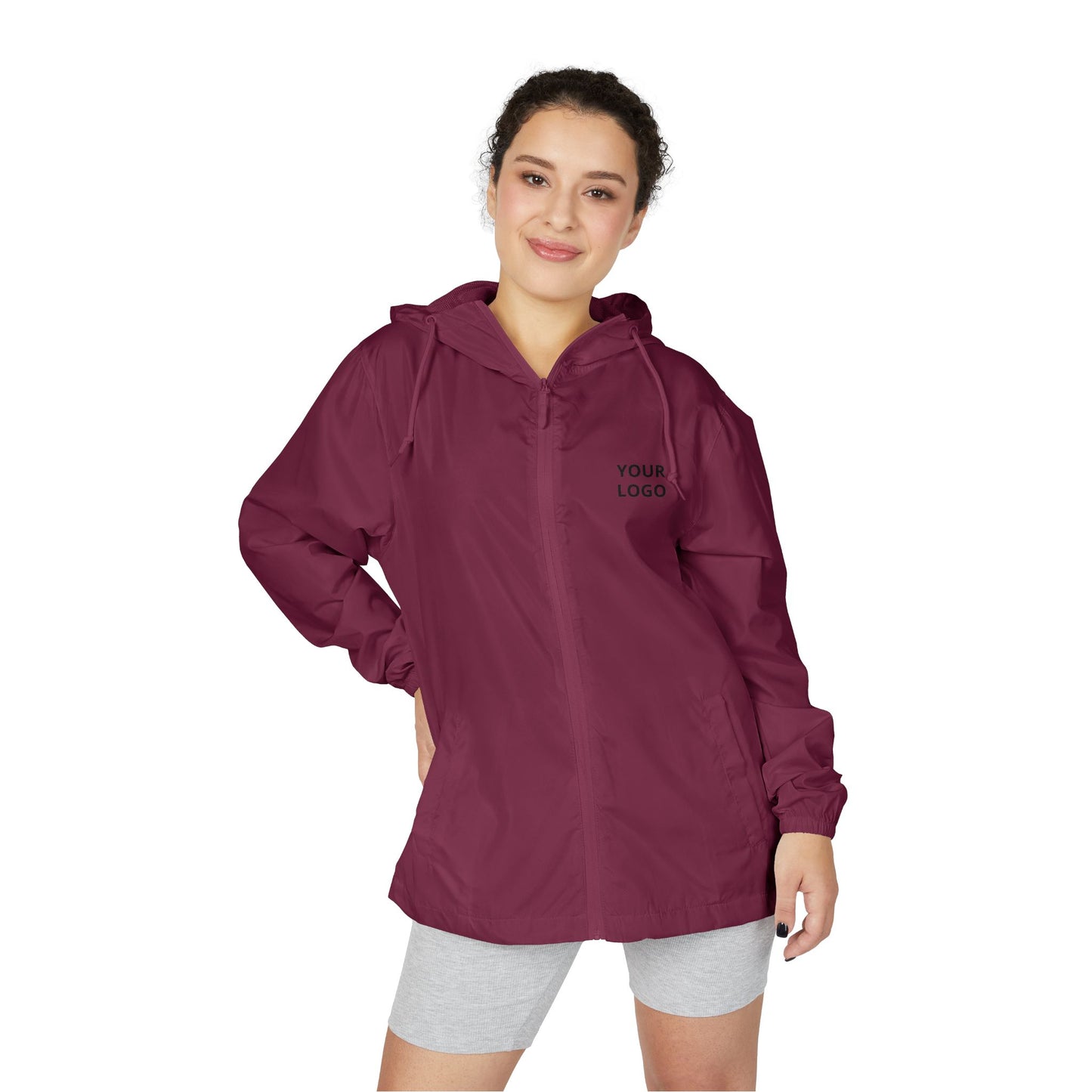 Windbreaker Jacket — Minimal "Your Logo" Lightweight Hooded Shell