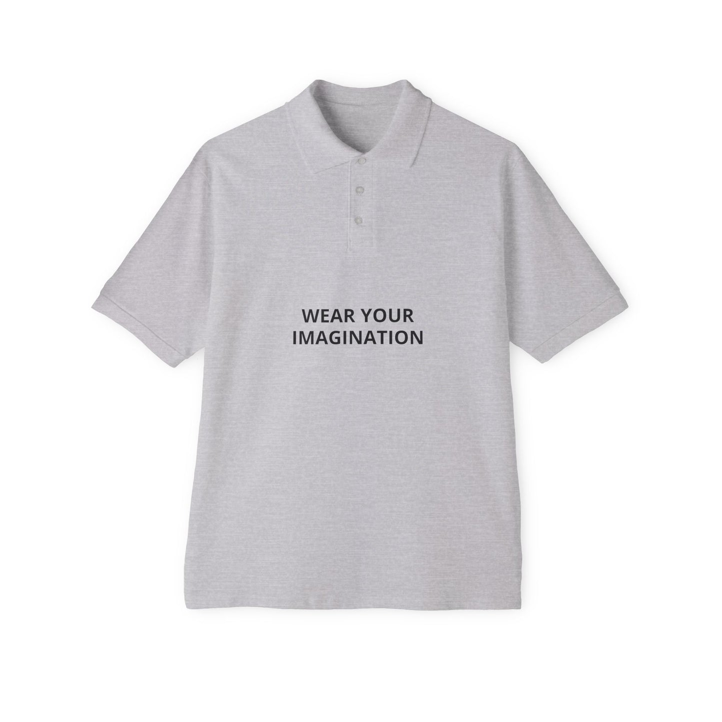 Men's Polo Shirt — "Wear Your Imagination" Minimal Graphic