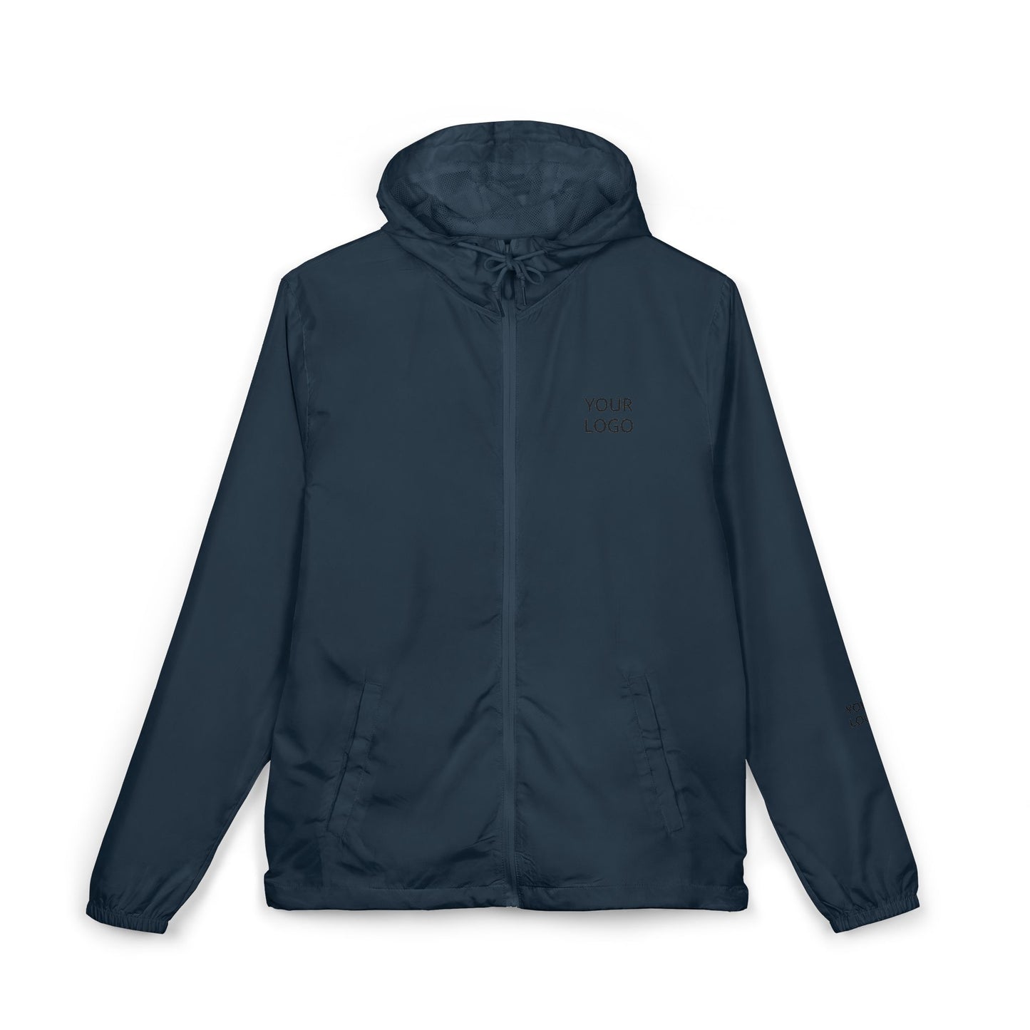 Windbreaker Jacket — Minimal "Your Logo" Lightweight Hooded Shell