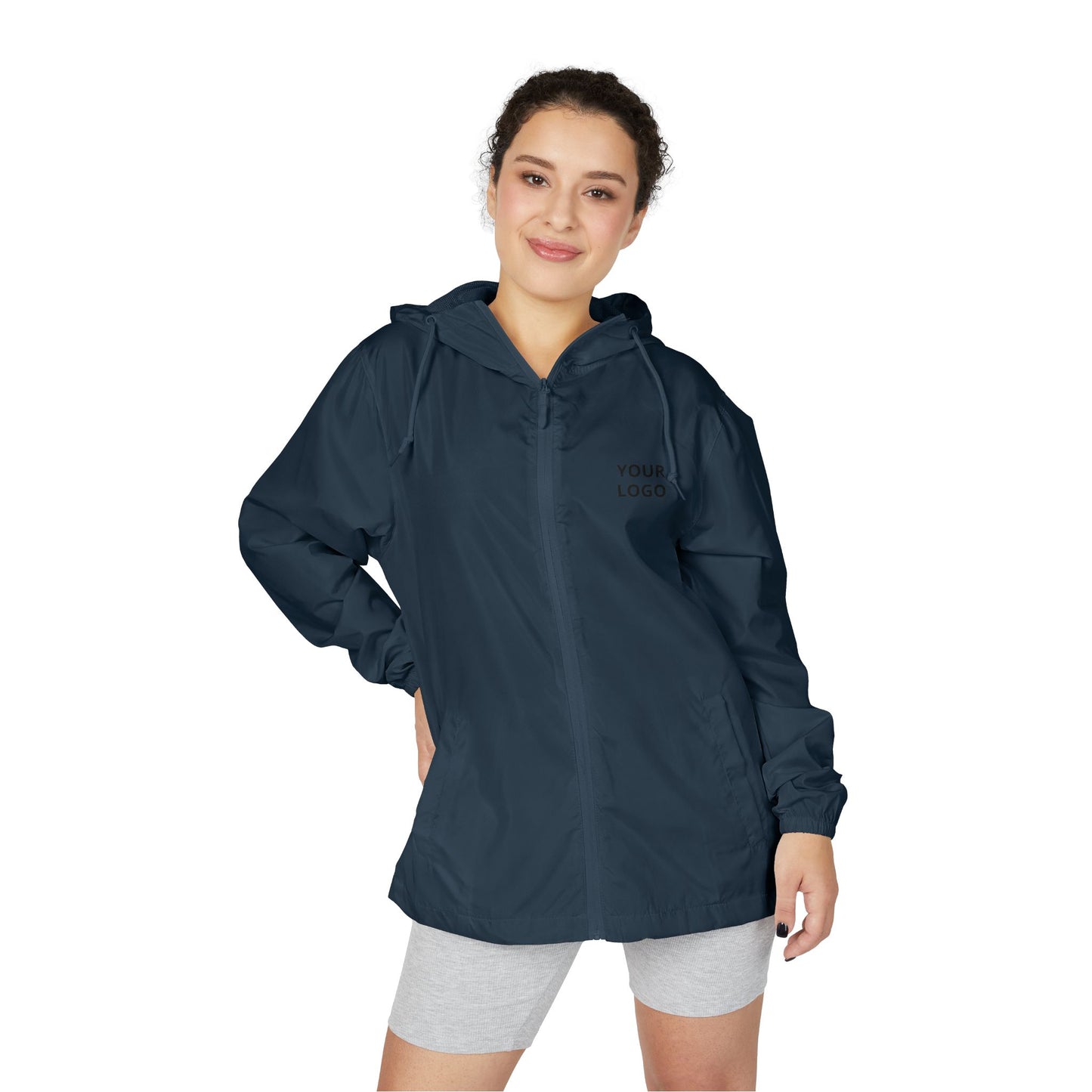 Windbreaker Jacket — Minimal "Your Logo" Lightweight Hooded Shell