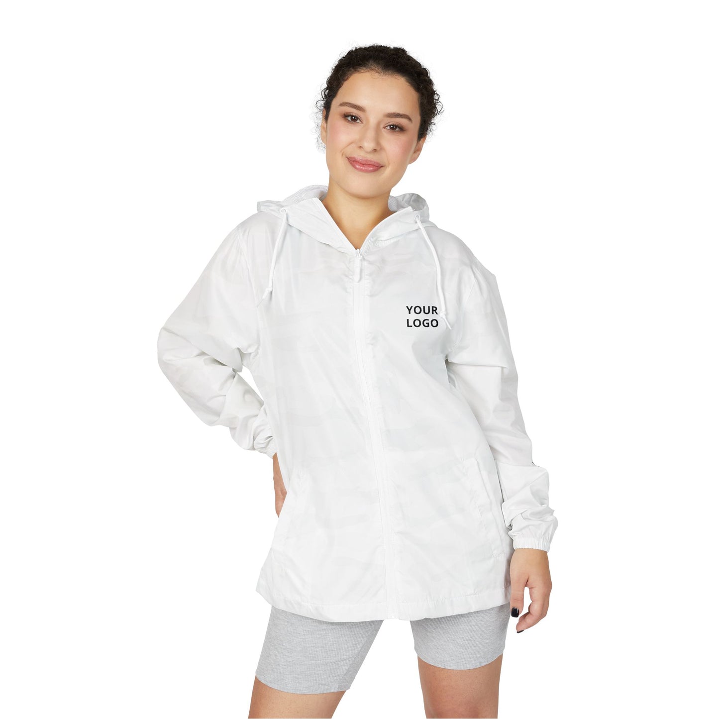 Windbreaker Jacket — Minimal "Your Logo" Lightweight Hooded Shell