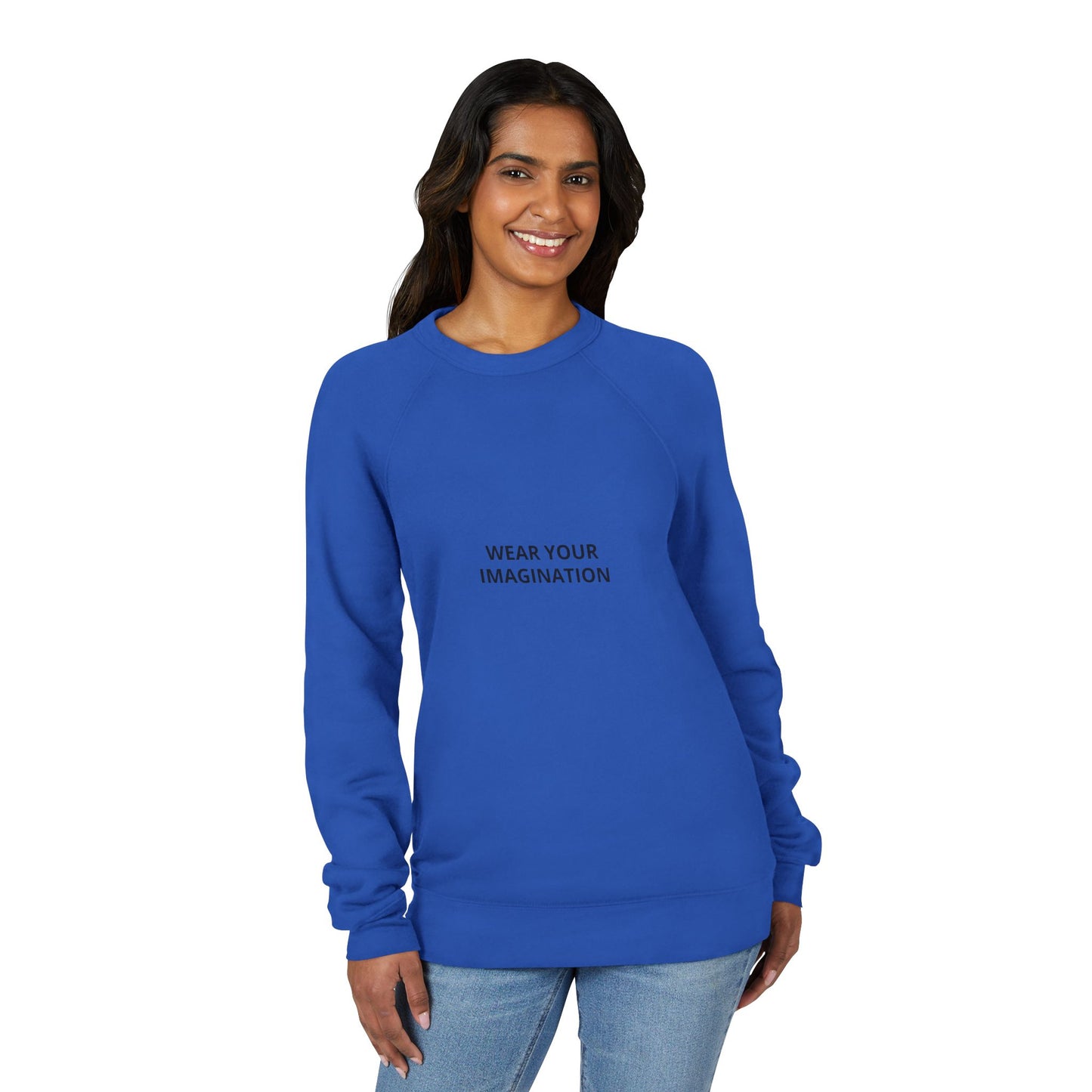 Embroidered Minimalist Black Sweatshirt — Subtle Text Raglan Crewneck