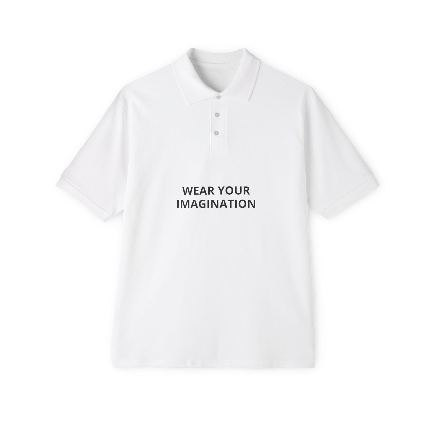Men's Polo Shirt — "Wear Your Imagination" Minimal Graphic