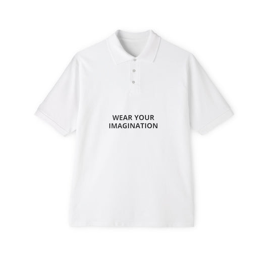 Men's Polo Shirt — "Wear Your Imagination" Minimal Graphic