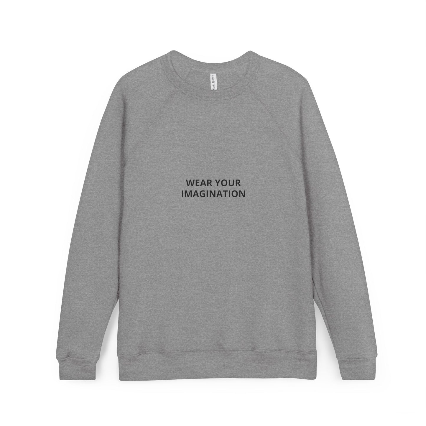 Embroidered Minimalist Black Sweatshirt — Subtle Text Raglan Crewneck