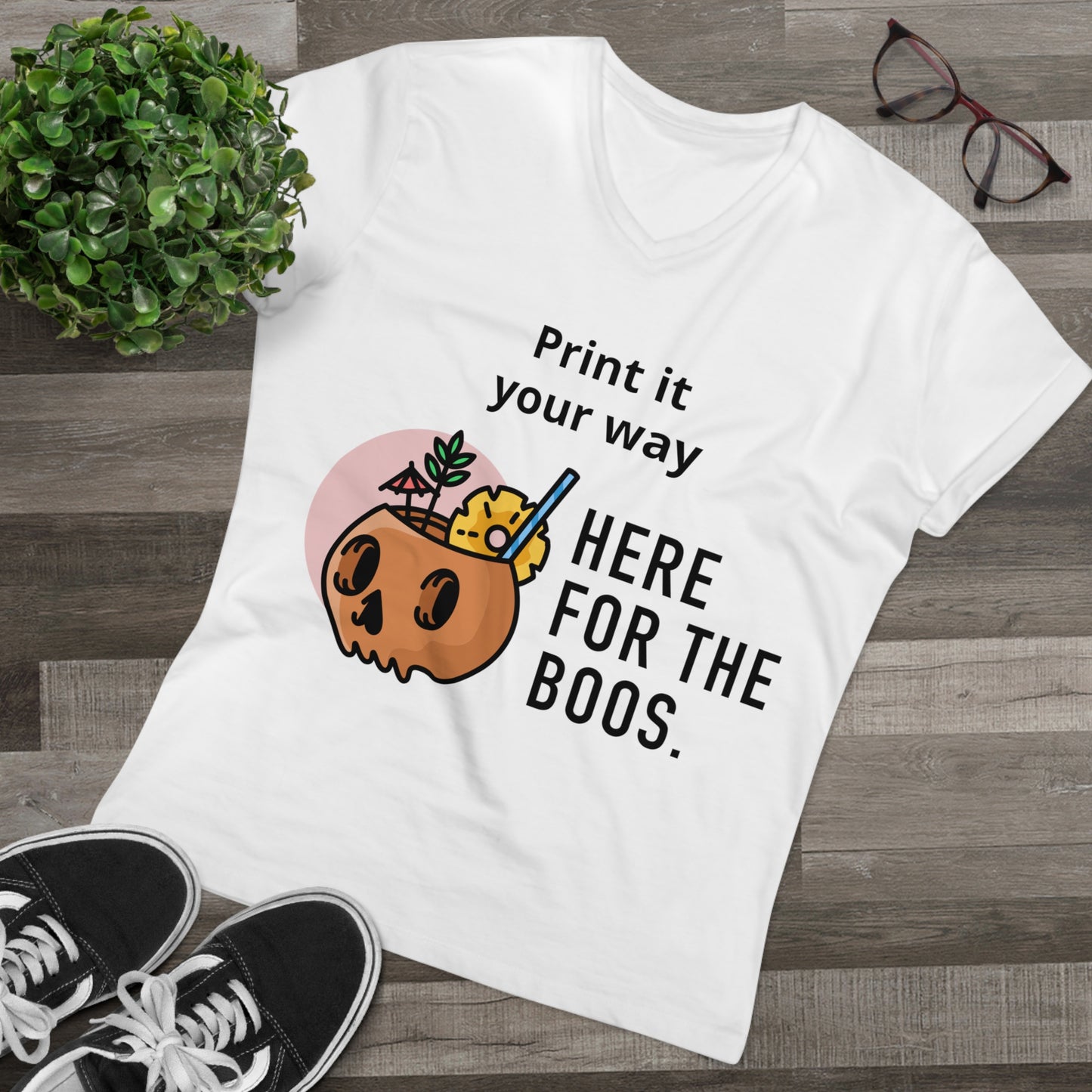 Here for the Boos Halloween V-Neck Tee
