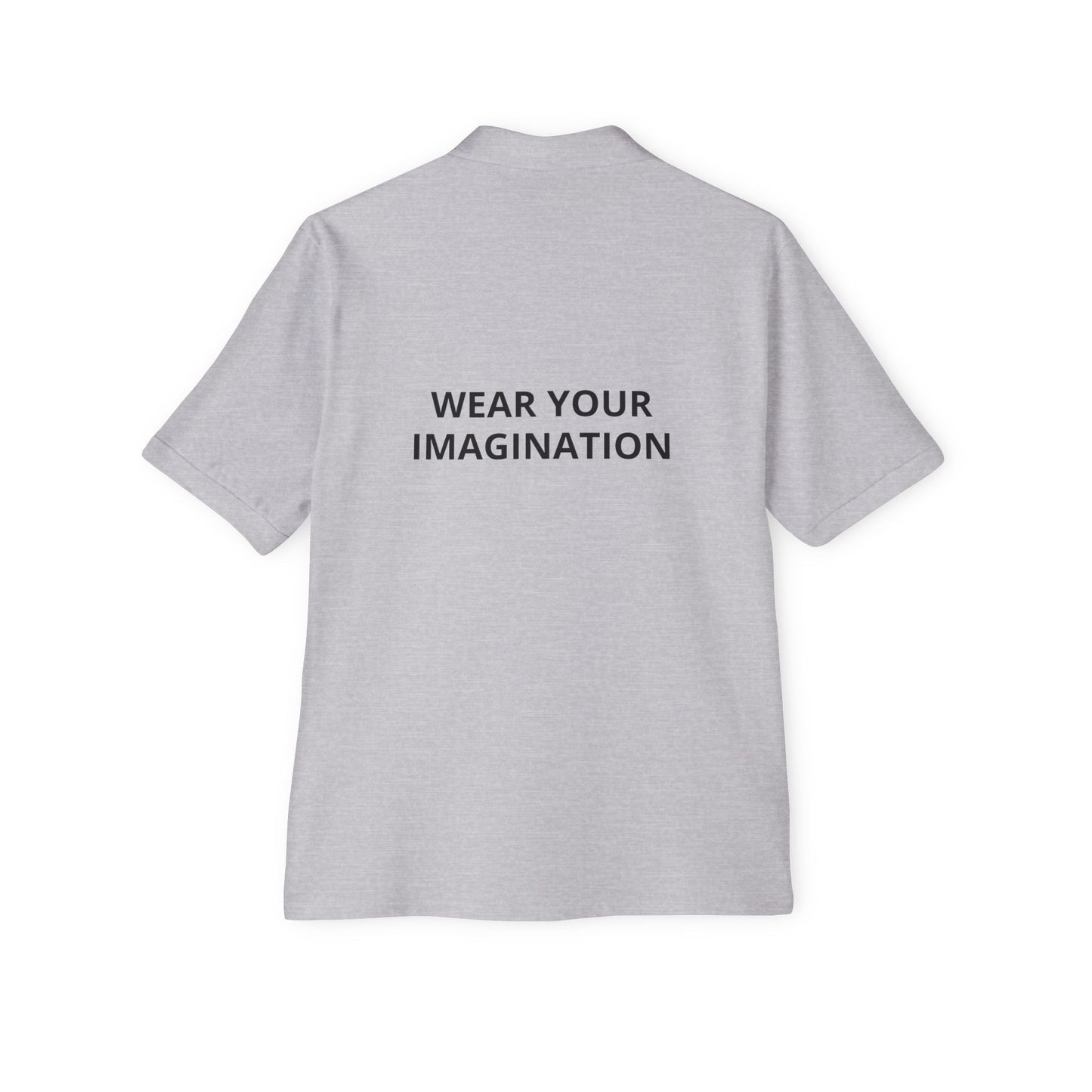 Men's Polo Shirt — "Wear Your Imagination" Minimal Graphic