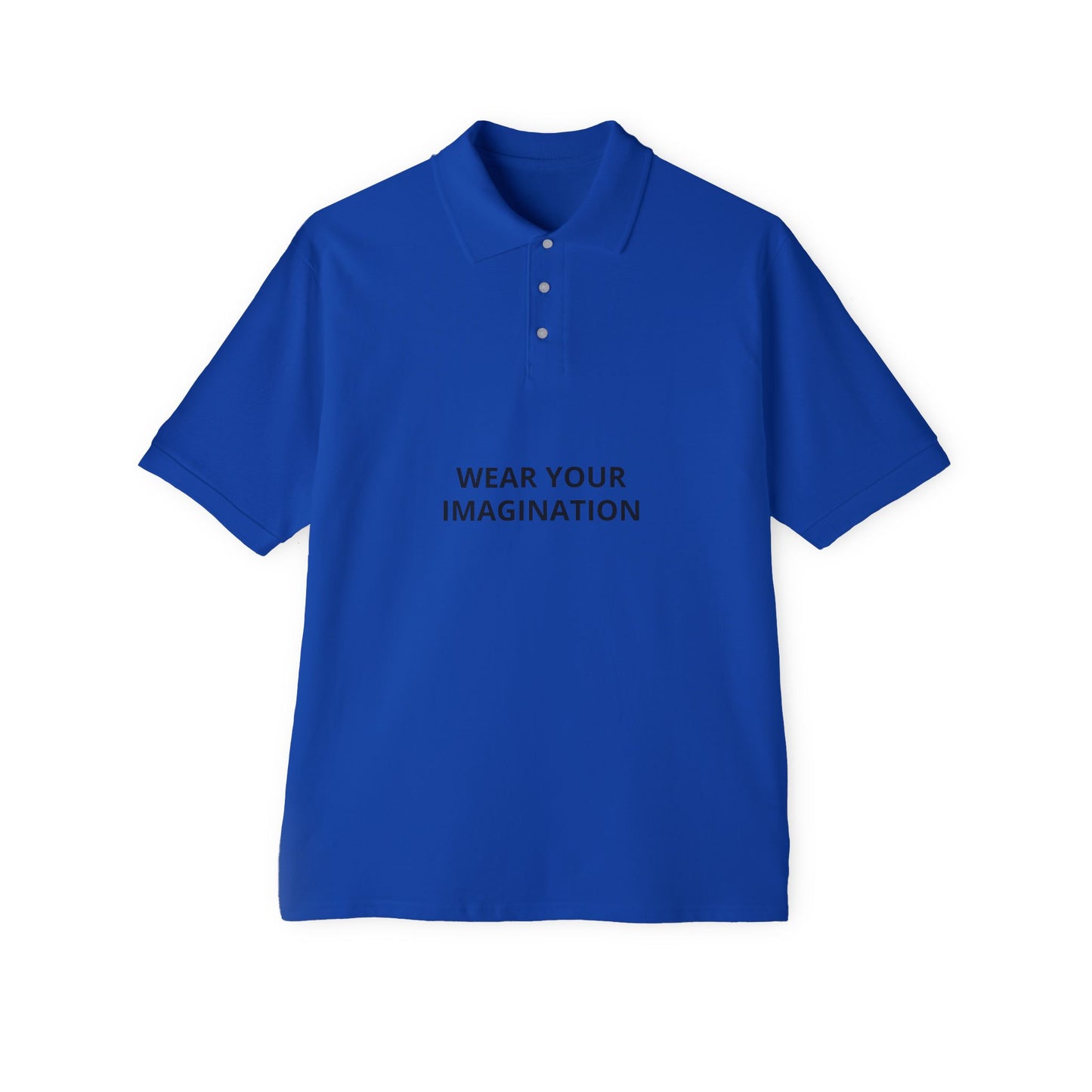 Men's Polo Shirt — "Wear Your Imagination" Minimal Graphic