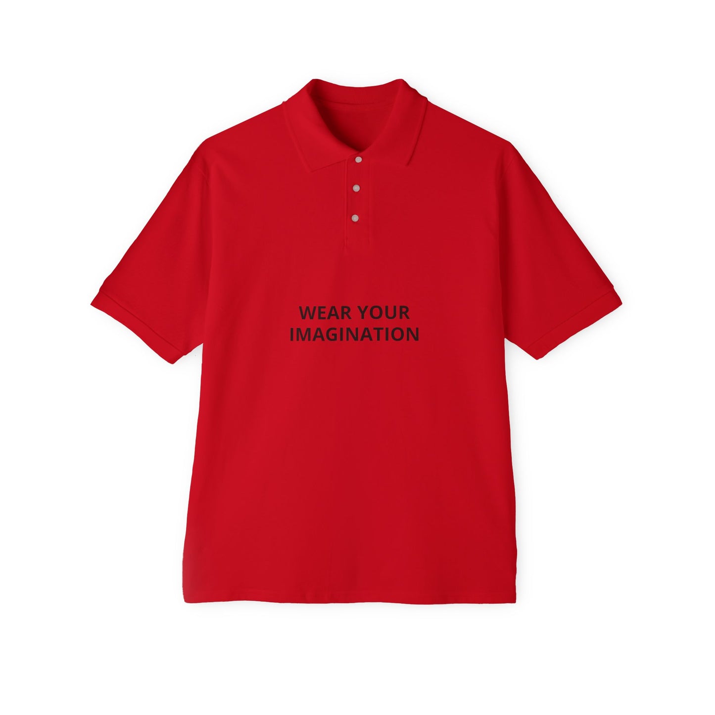 Men's Polo Shirt — "Wear Your Imagination" Minimal Graphic