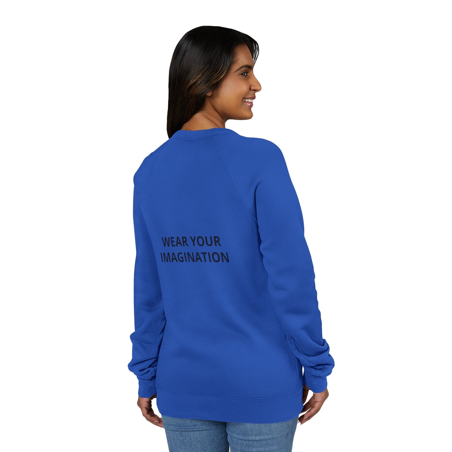 Embroidered Minimalist Black Sweatshirt — Subtle Text Raglan Crewneck