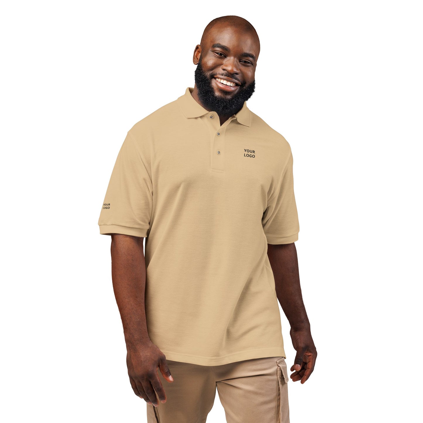 Embroidered Minimalist Polo — "YOUR LOGO" Chest Accent