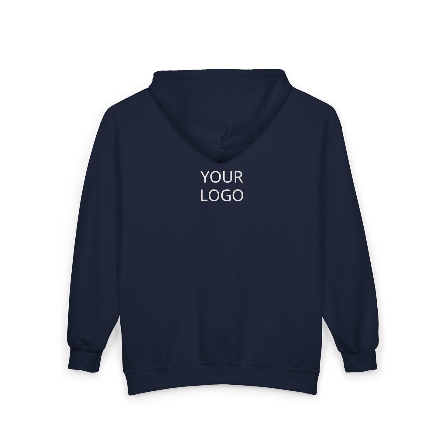 Full-Zip Hoodie with Custom Logo — Black Zip-Up Sweatshirt
