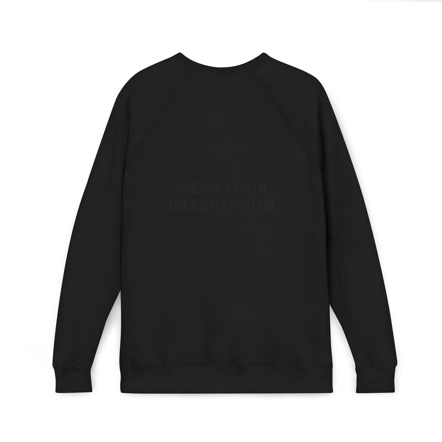 Embroidered Minimalist Black Sweatshirt — Subtle Text Raglan Crewneck