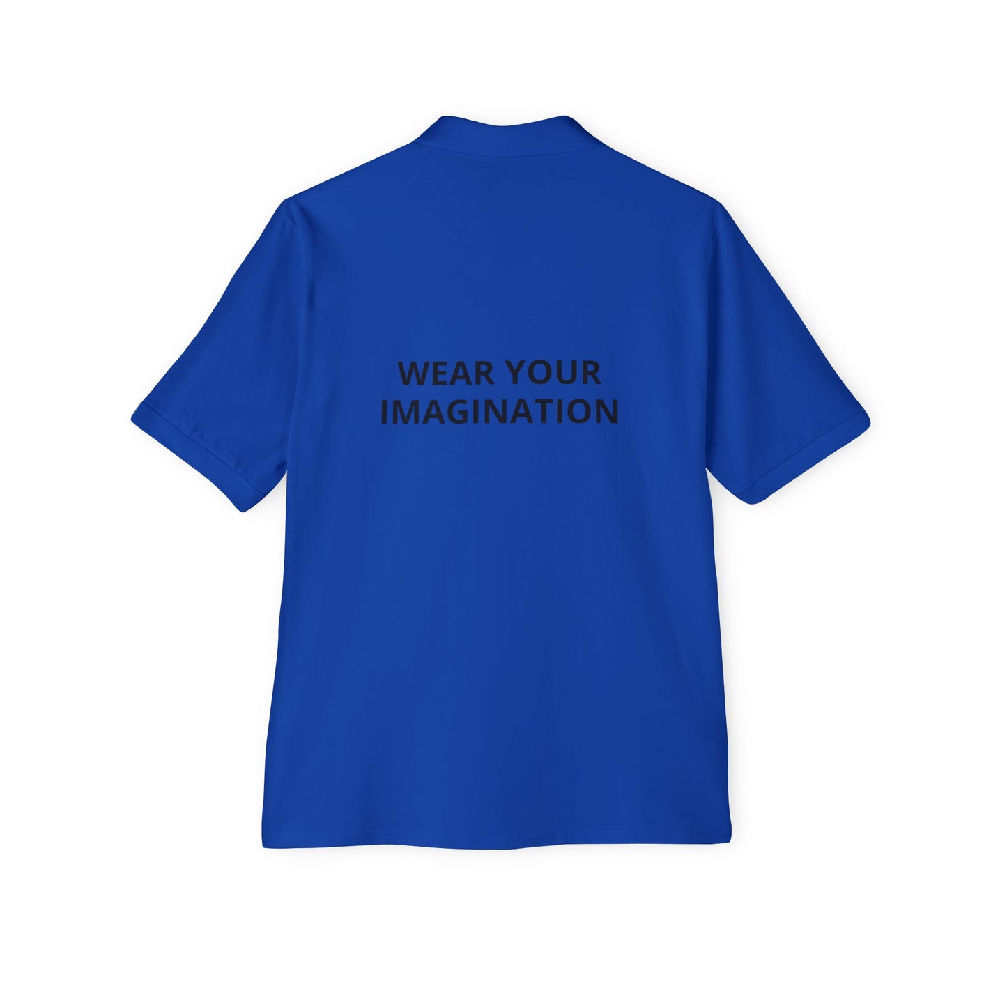 Men's Polo Shirt — "Wear Your Imagination" Minimal Graphic