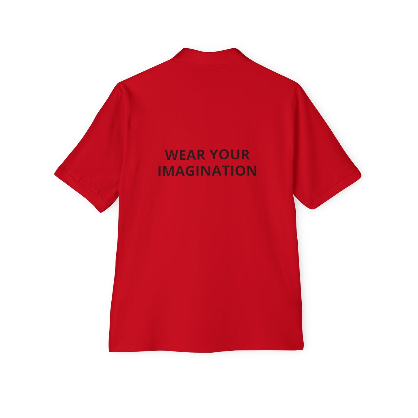 Men's Polo Shirt — "Wear Your Imagination" Minimal Graphic