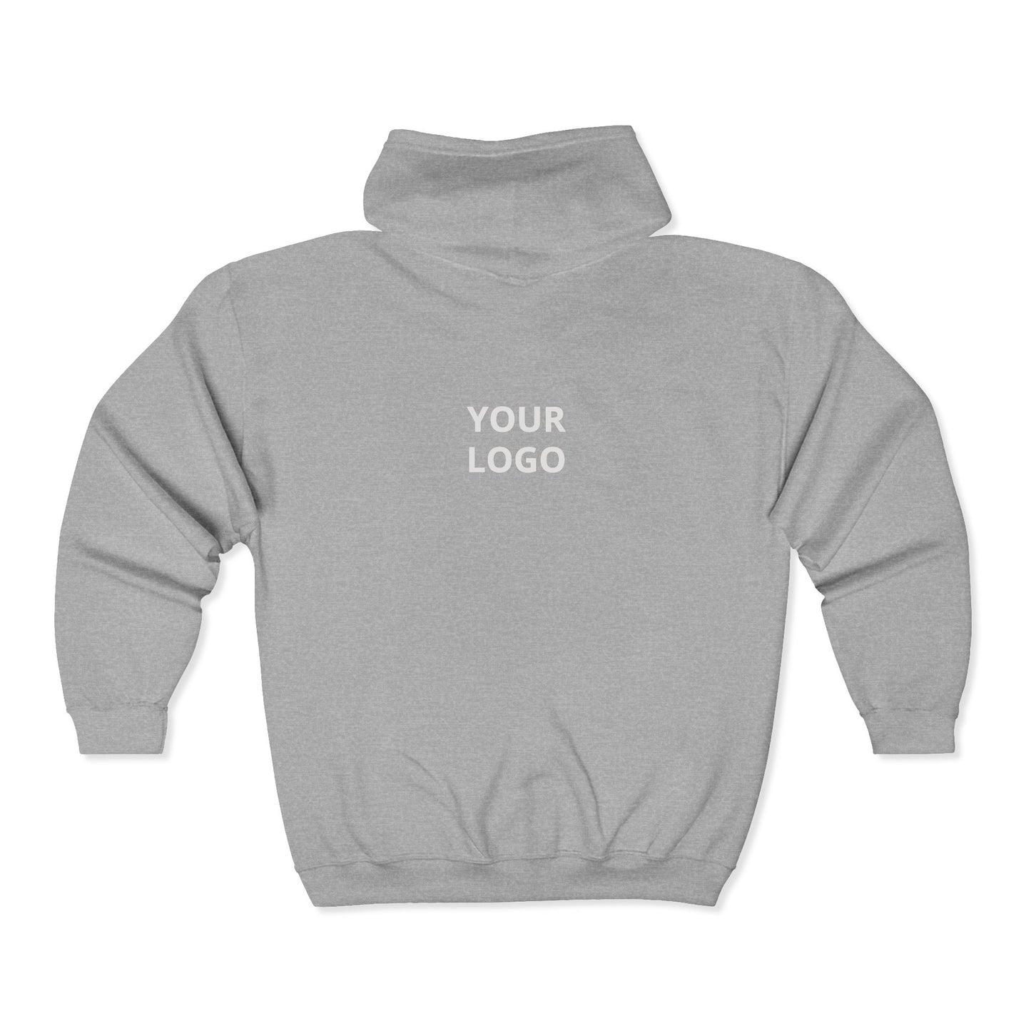 Full-Zip Hoodie with Custom Logo — Black Zip-Up Sweatshirt