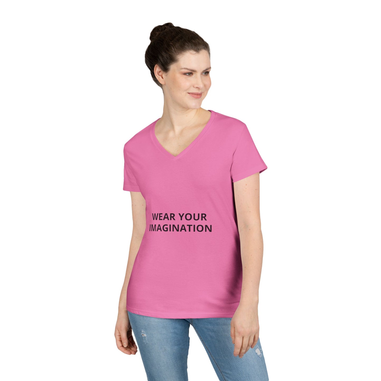 V-Neck T-Shirt — "Wear Your Imagination" Minimalist Inspirational Tee