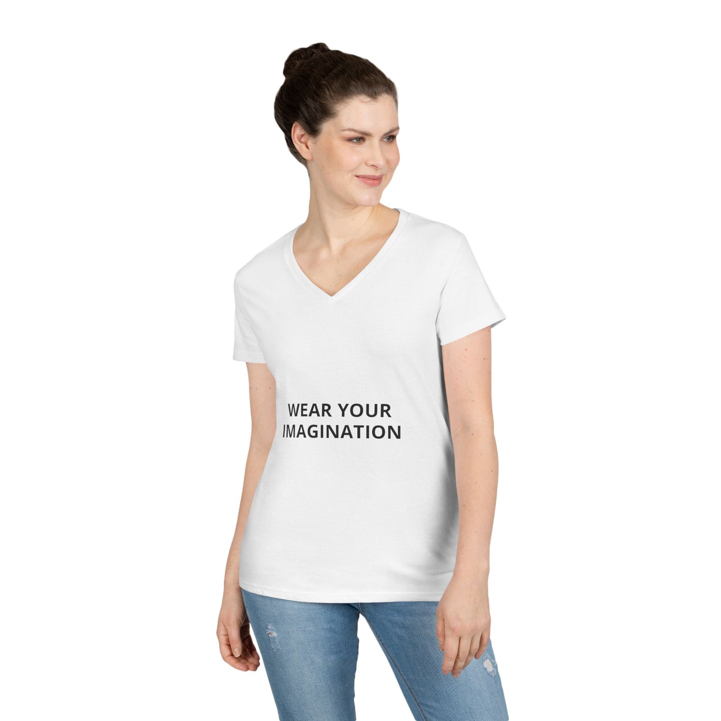 V-Neck T-Shirt — "Wear Your Imagination" Minimalist Inspirational Tee