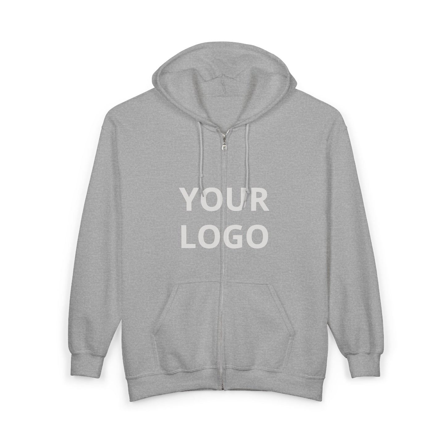 Full-Zip Hoodie with Custom Logo — Black Zip-Up Sweatshirt