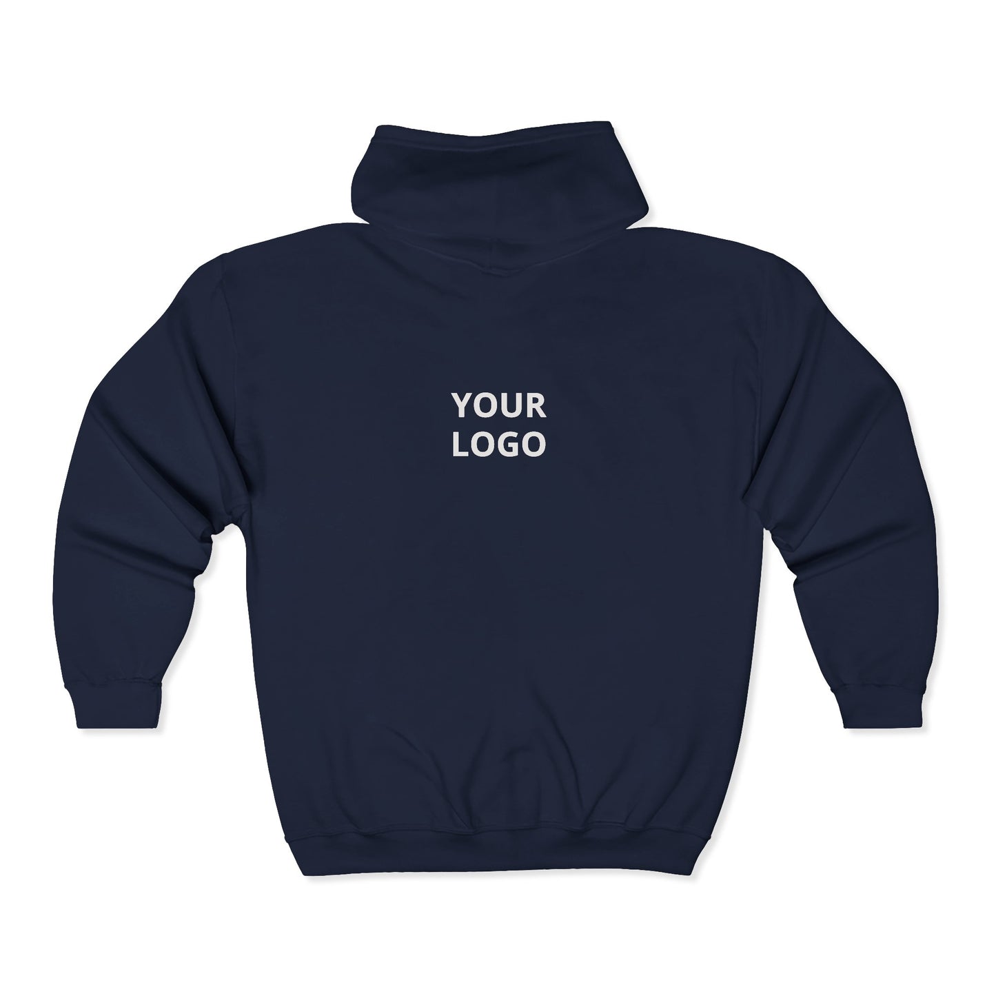 Full-Zip Hoodie with Custom Logo — Black Zip-Up Sweatshirt