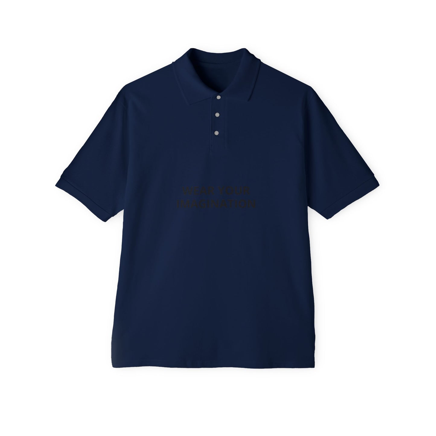 Men's Polo Shirt — "Wear Your Imagination" Minimal Graphic
