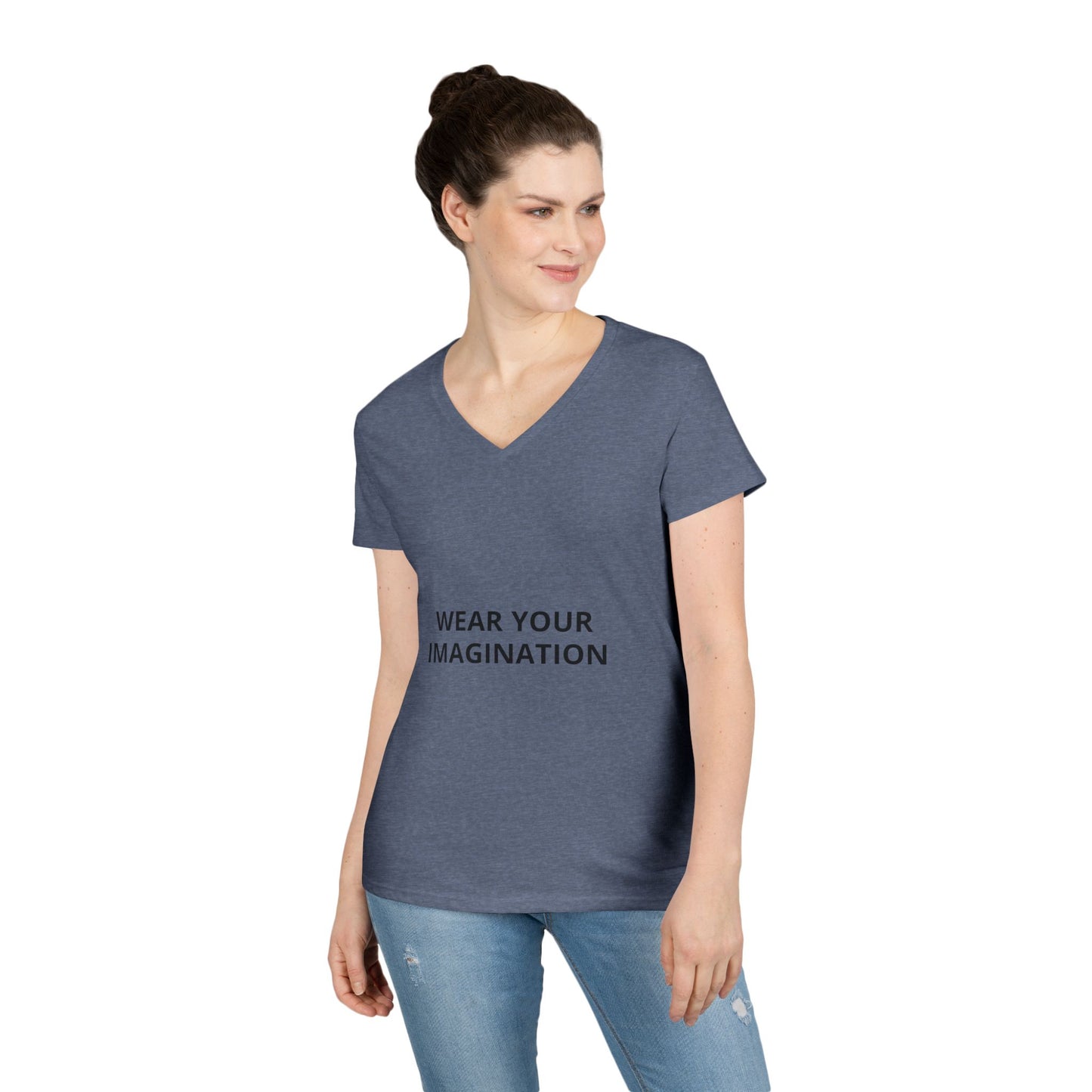 V-Neck T-Shirt — "Wear Your Imagination" Minimalist Inspirational Tee