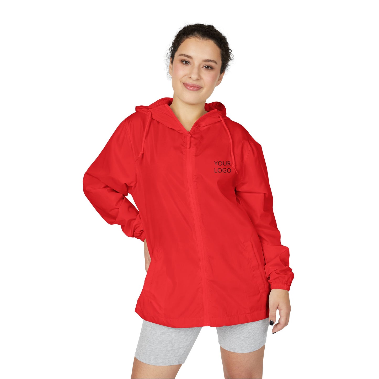 Windbreaker Jacket — Minimal "Your Logo" Lightweight Hooded Shell