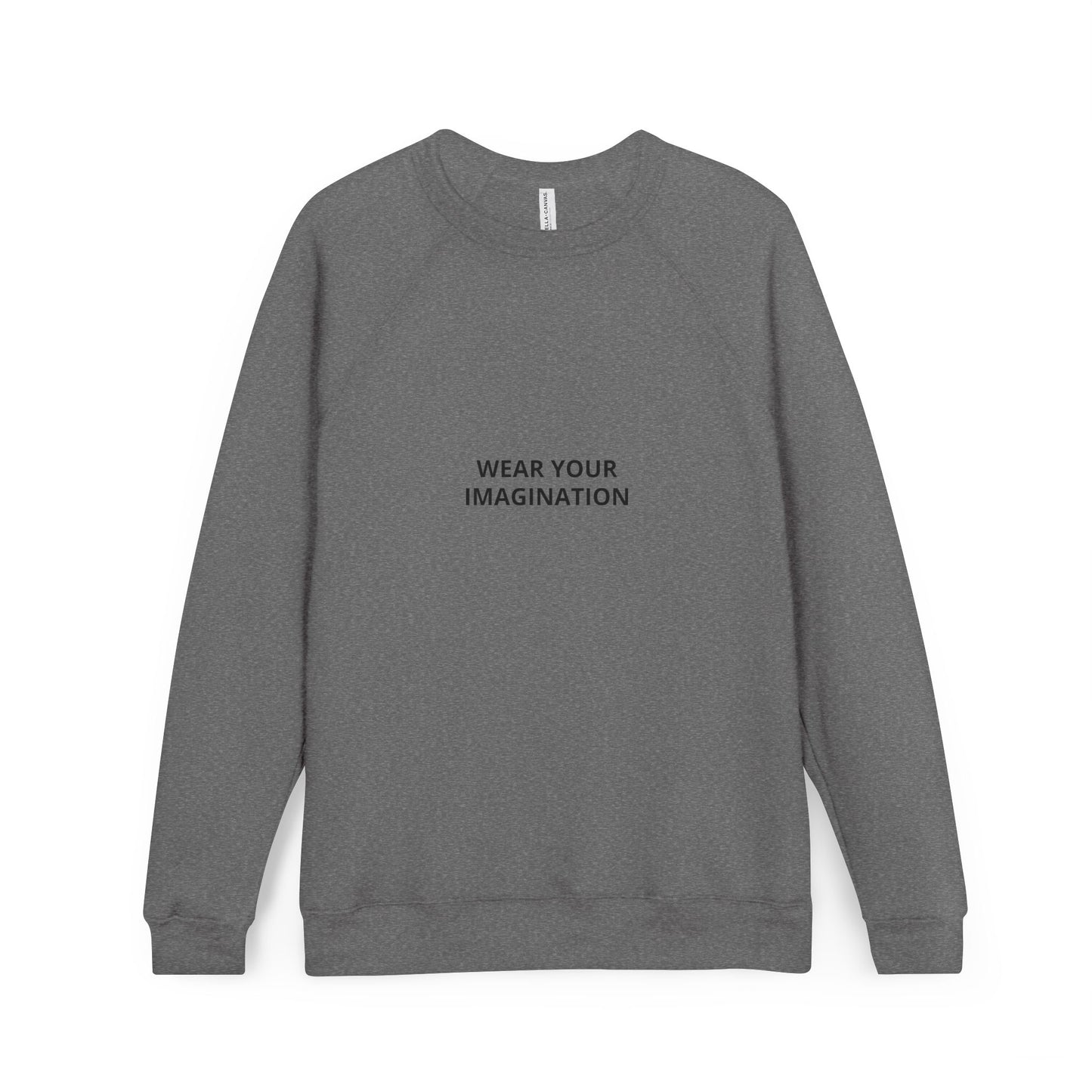 Embroidered Minimalist Black Sweatshirt — Subtle Text Raglan Crewneck