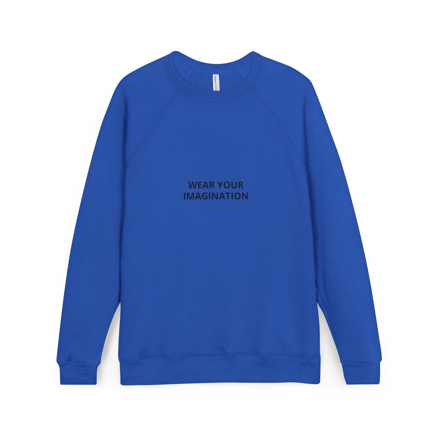 Embroidered Minimalist Black Sweatshirt — Subtle Text Raglan Crewneck