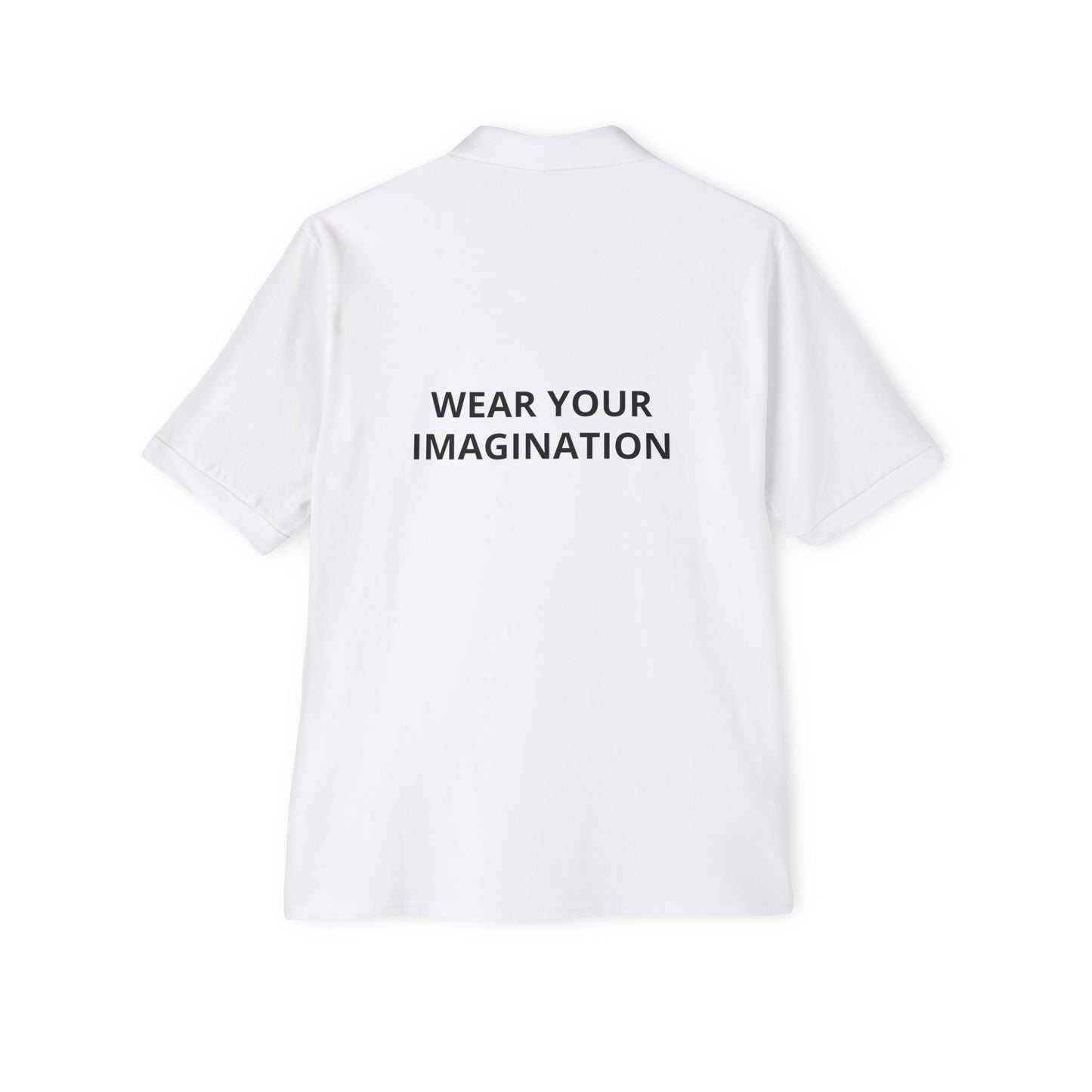 Men's Polo Shirt — "Wear Your Imagination" Minimal Graphic